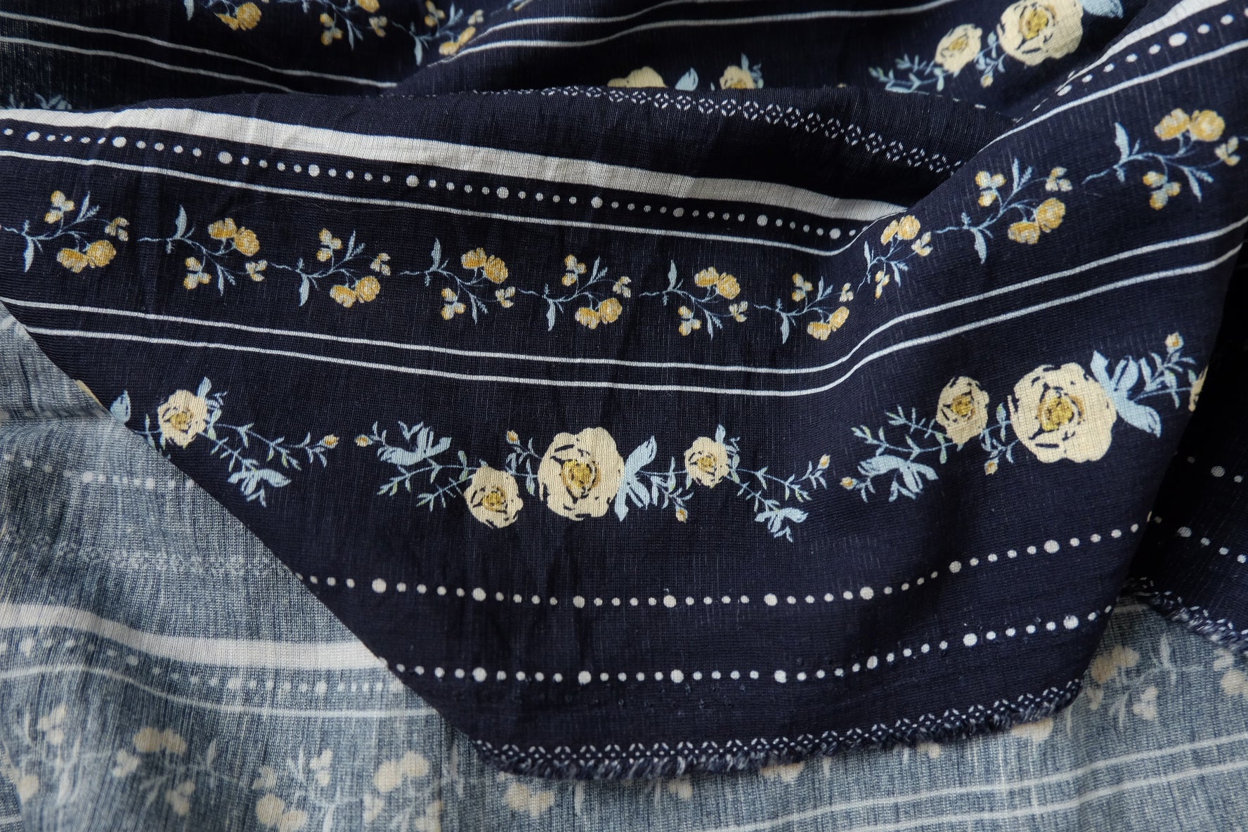 Floral Stripe Tencel Linen Blend Fabric – Soft Drapey Dress Fabric (1.97 yards)