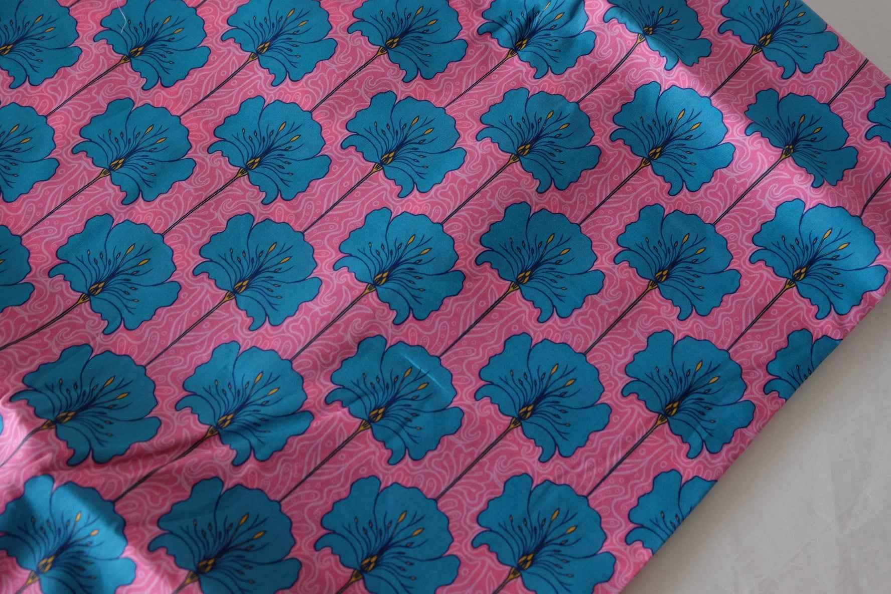 Vivid Blue Floral Cotton Lawn Fabric – 3.3 yd