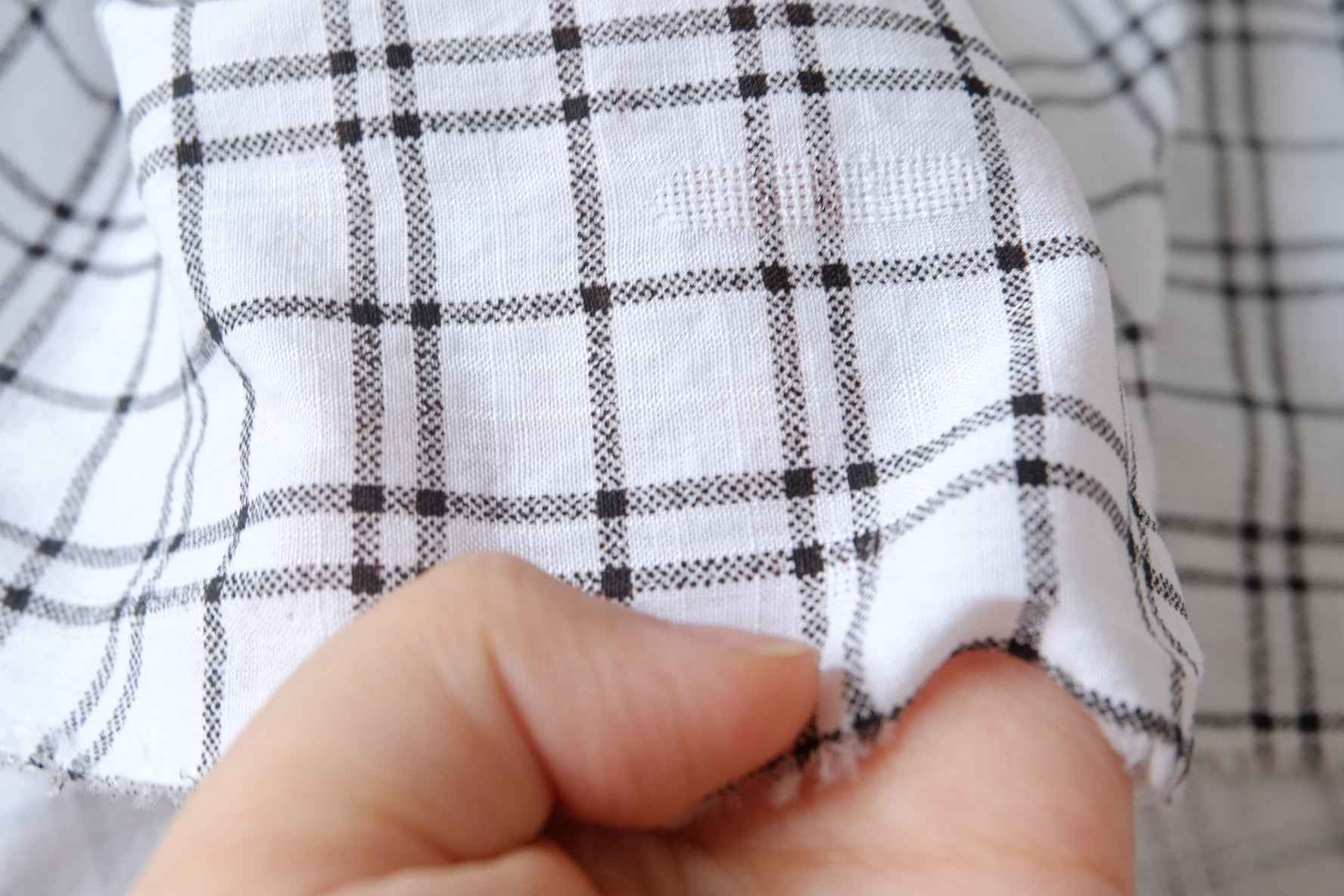 White Windowpane Cotton Fabric, Soft Lightweight Dress Weight, 2.46 Yards