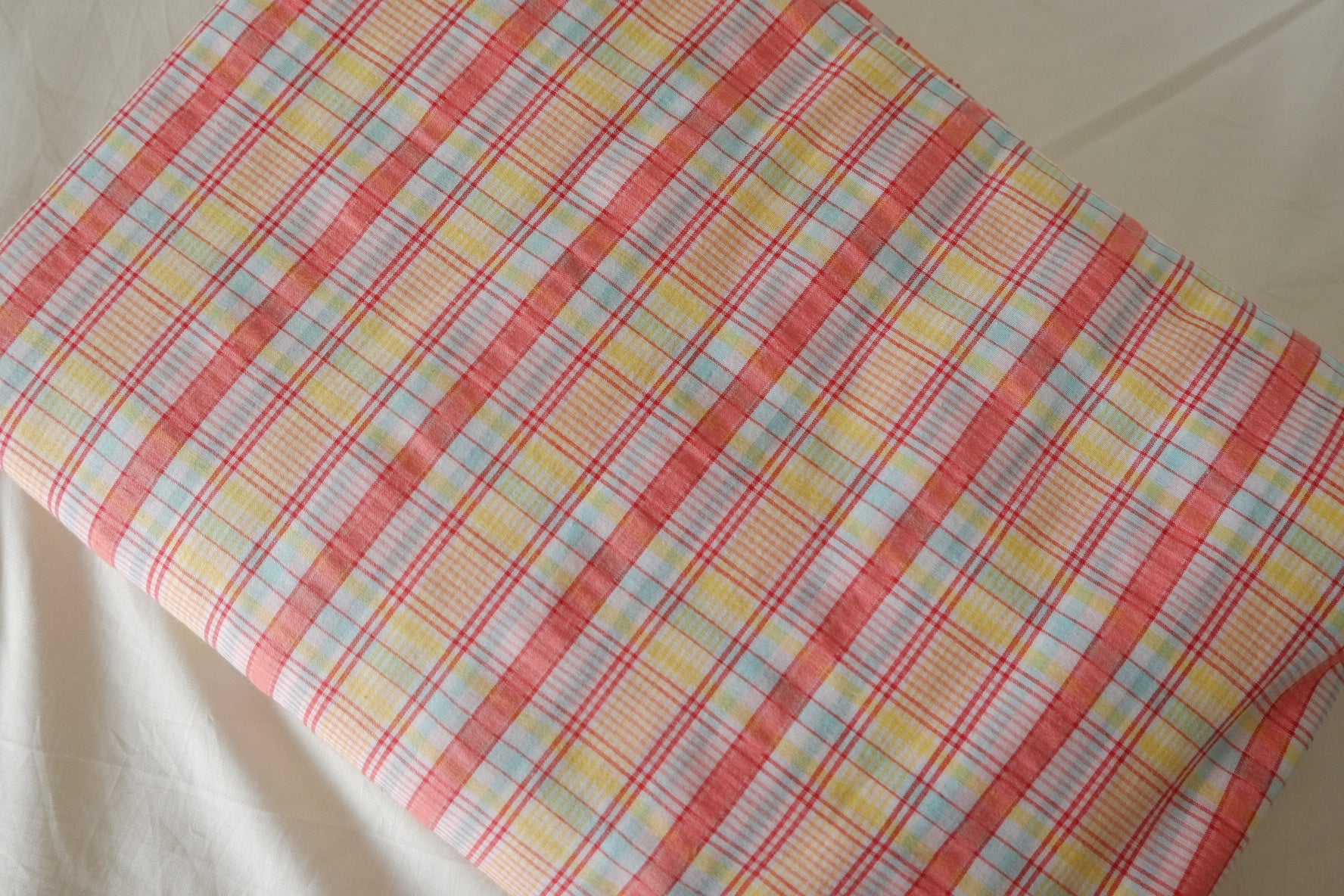 Pastel Seersucker Plaid Yarn-Dyed Cotton – 2.19 yd