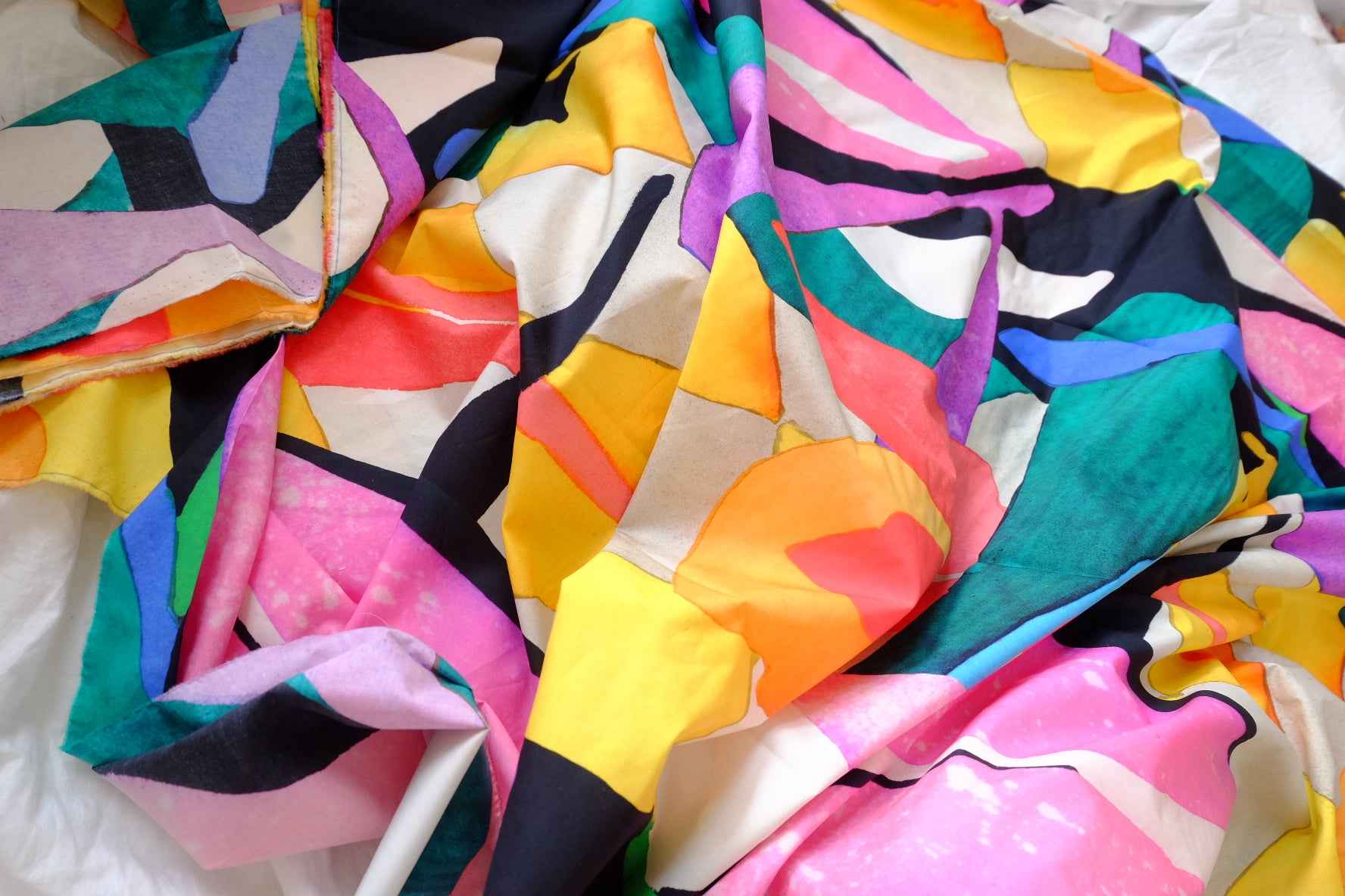 Bold Abstract High-Density Cotton Lawn Fabric - 2.19 yd