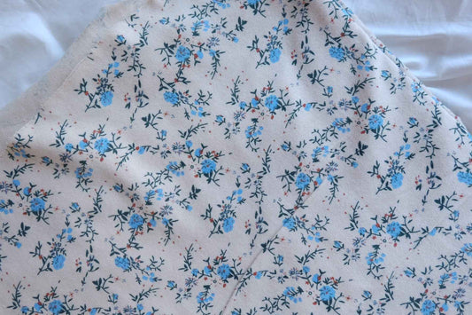 Vintage Blue Ditsy Floral Brushed Double-Layer Cotton Linen – 2.19 yd