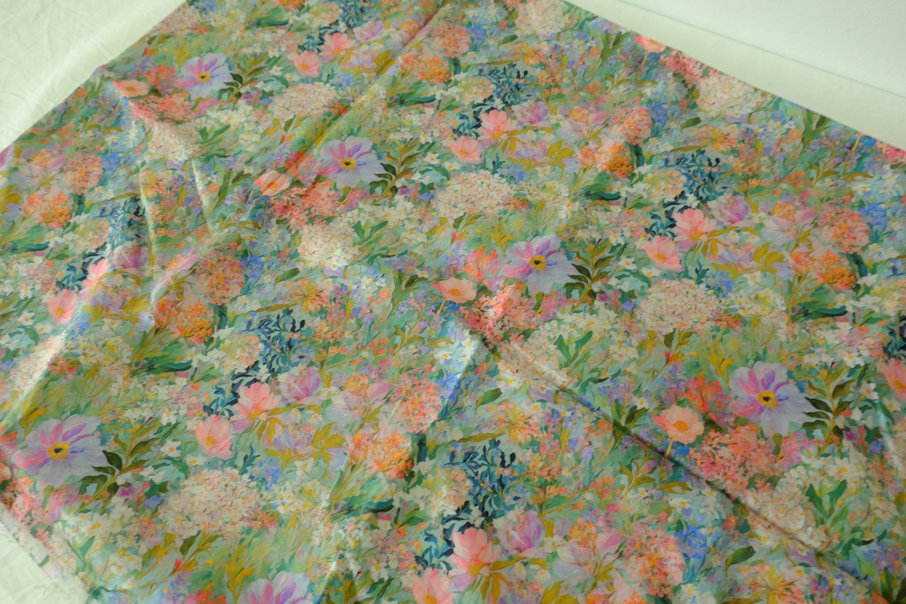 Watercolor Garden Cotton Sateen Fabric - 2.2 yd