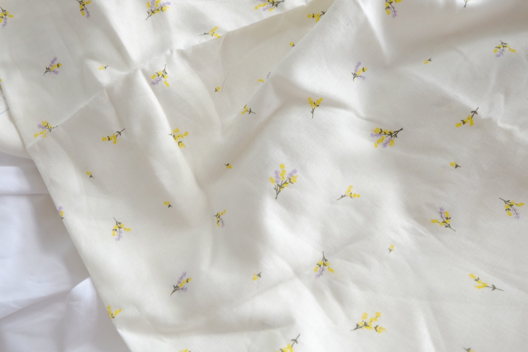Tiny Yellow Floral Linen Fabric - 2.19 yd
