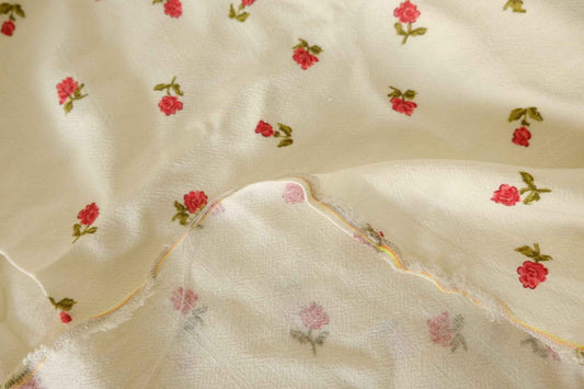 Washed Tiny Rose Ramie Rayon Blend Fabric – 1.64 yd Piece