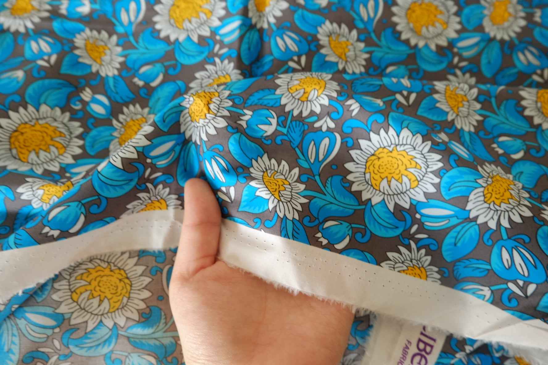 Blue Sunflower Silky Cotton Lawn – 3.72 yd