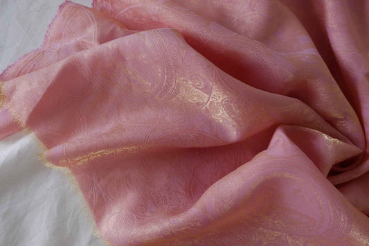 Iridescent Pink Jacquard Satin Fabric – 3.3 yd