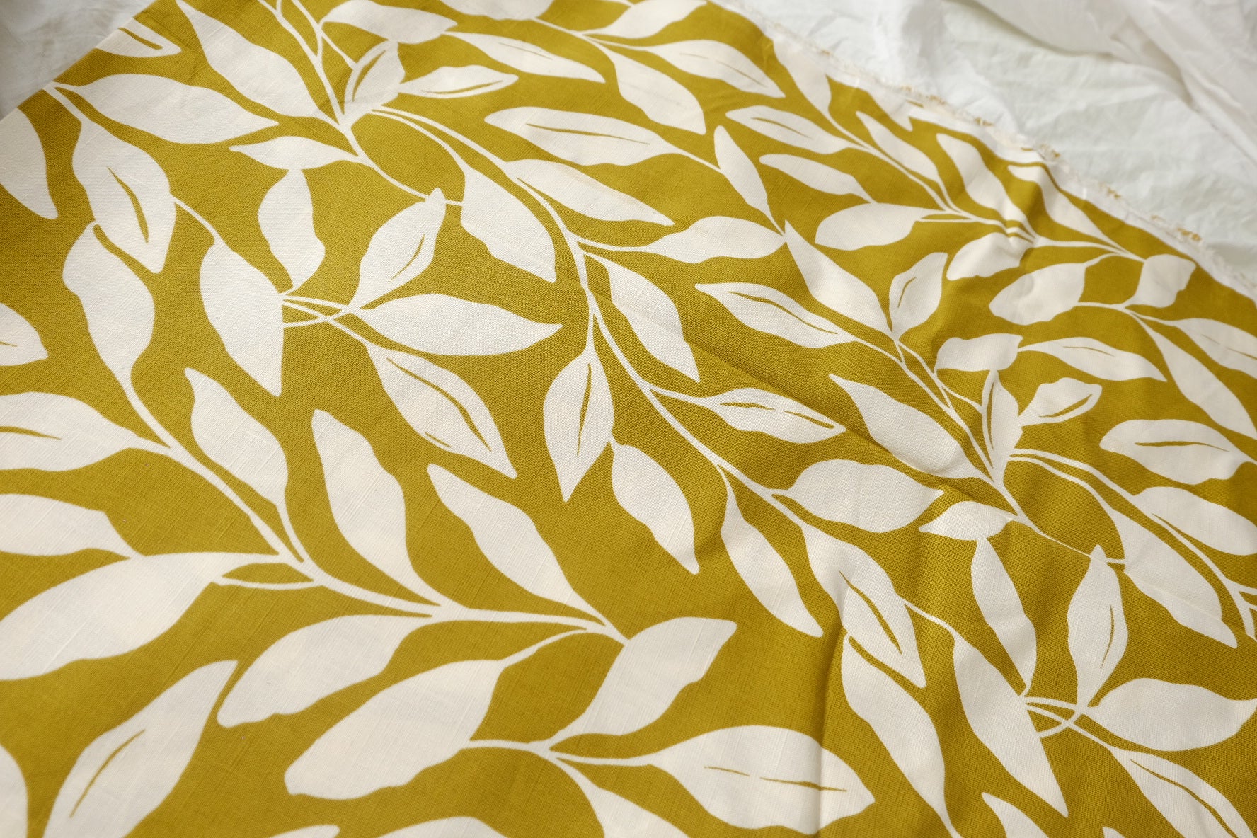 Enzyme-Washed Olive Leaf Linen Fabric - 1.64 yd