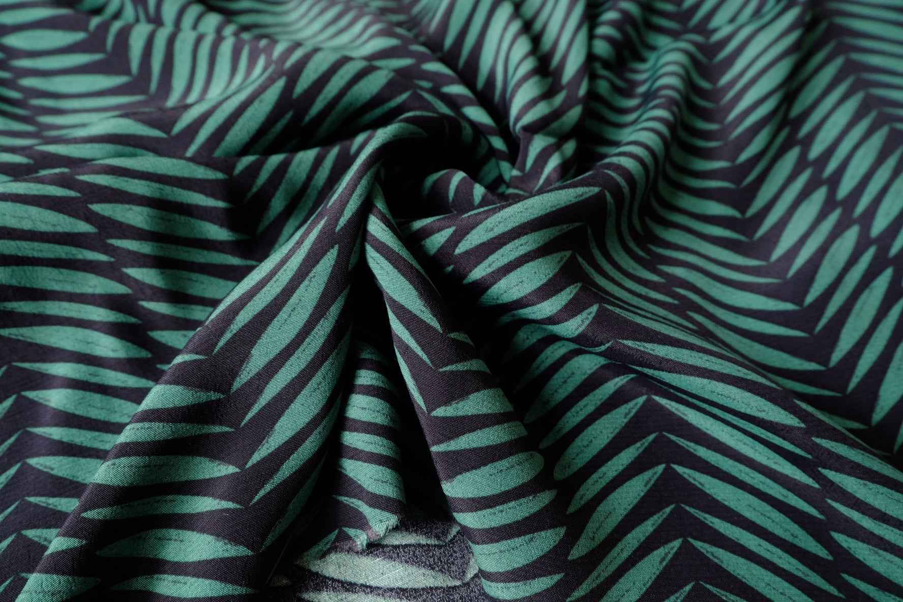 Green Palm Leaf Viscose Fabric - 2.19 Yards