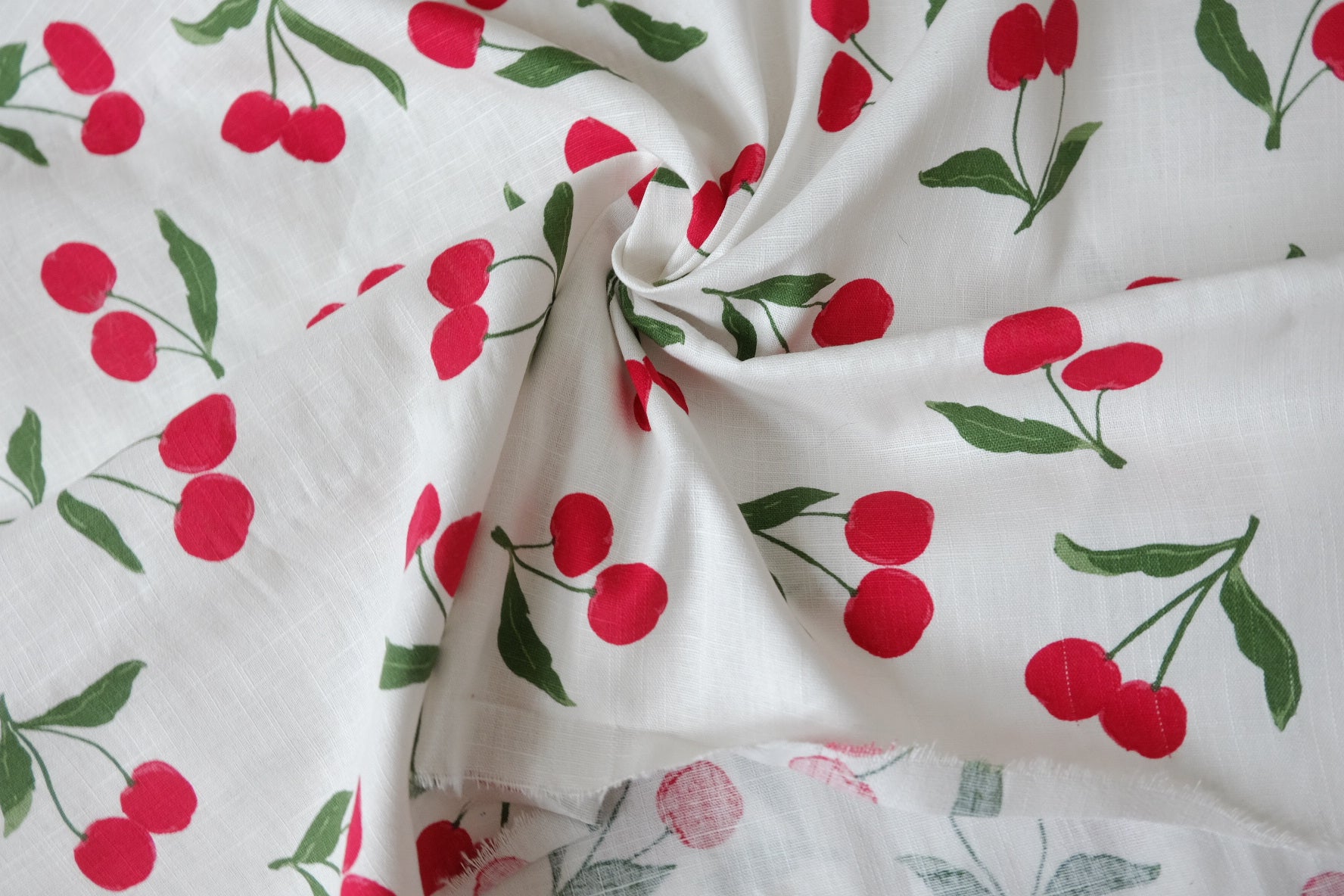 Cherry Linen-Cotton Fabric — 2.19 yd
