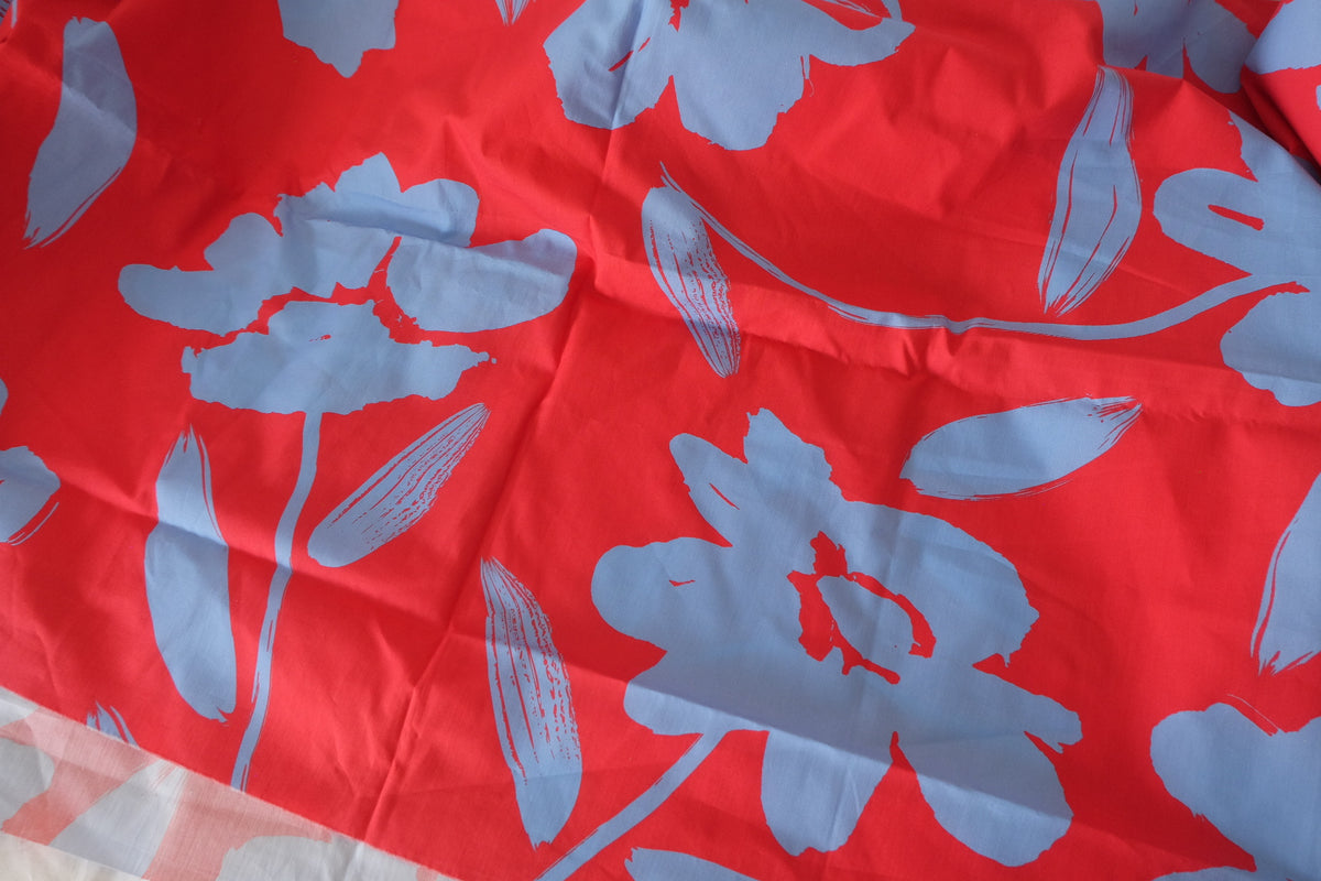 Scarlet & Periwinkle Abstract Cotton Poplin – 1.3 yd