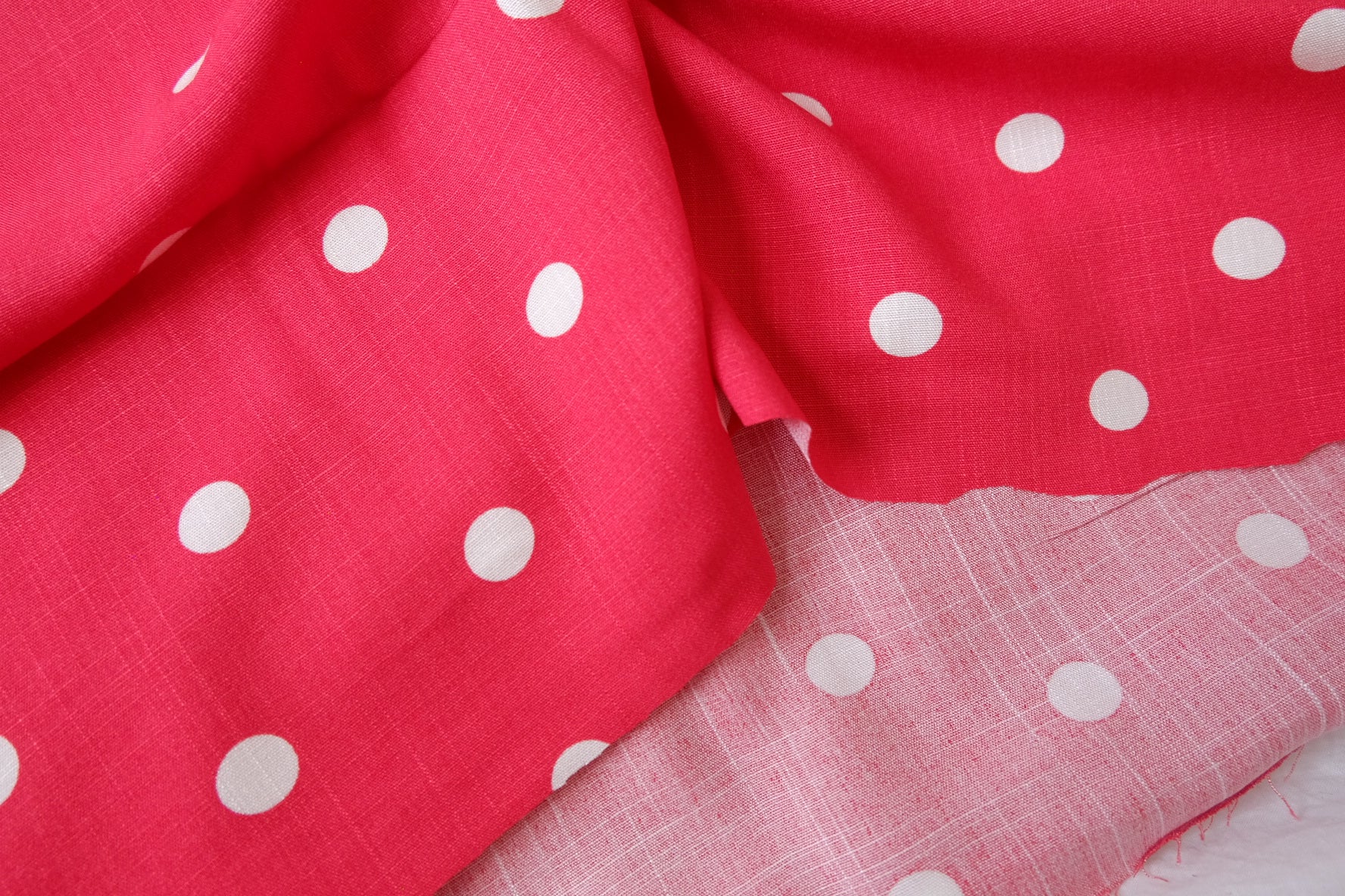 Red Polka Dot Lyocell Linen, 2.2 Yards