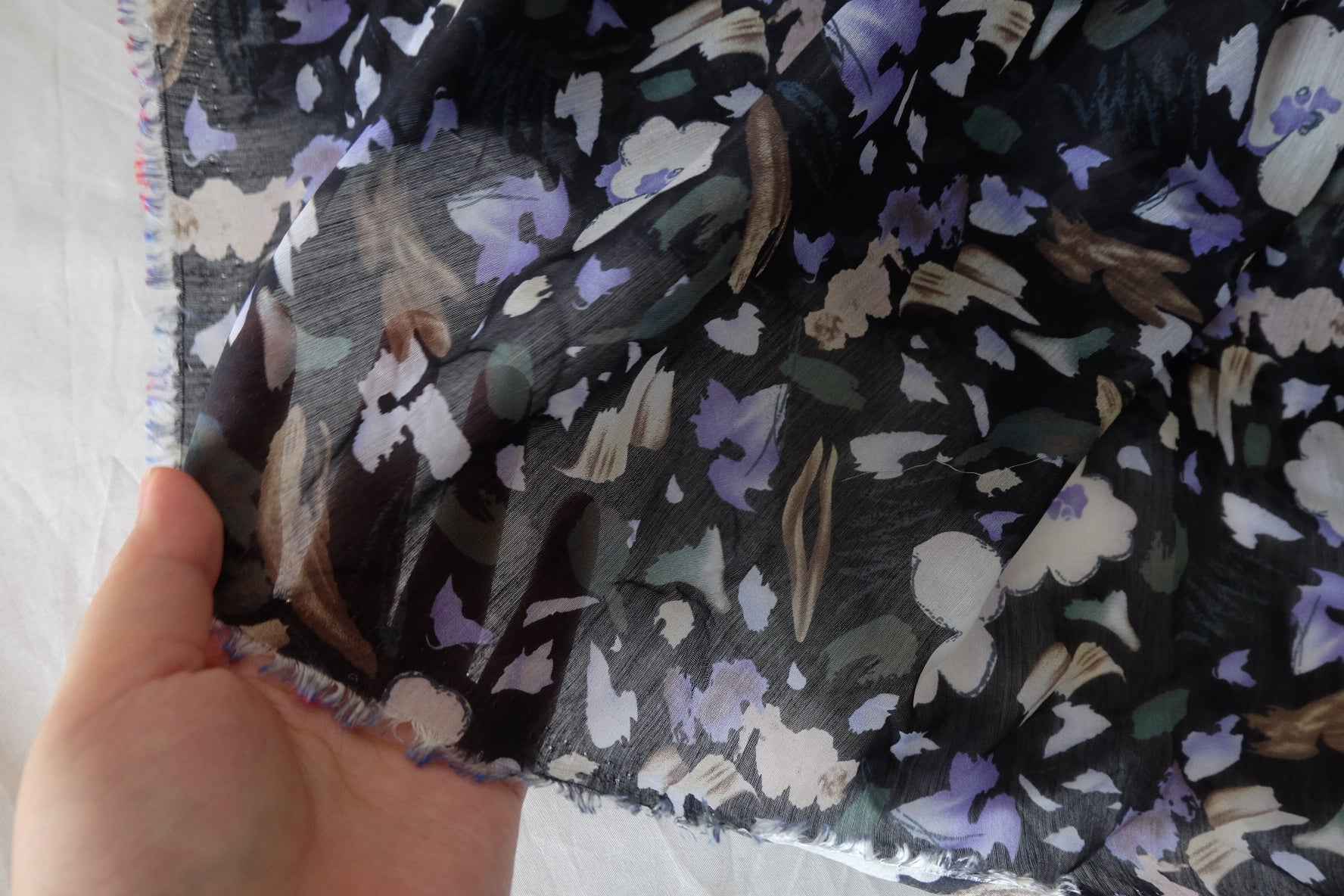 Black Floral Tencel Ramie Nylon Blend Fabric – 5.2 yd