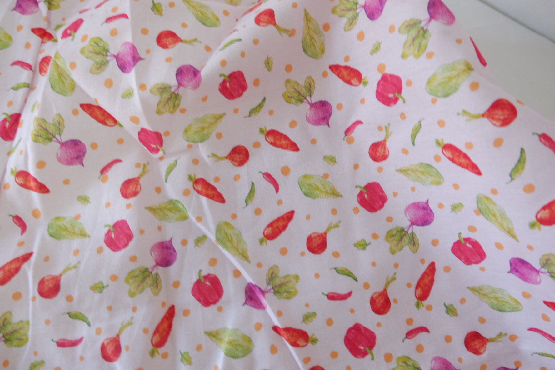 Pink Vegetable Print Cotton Fabric – 3.6 yd