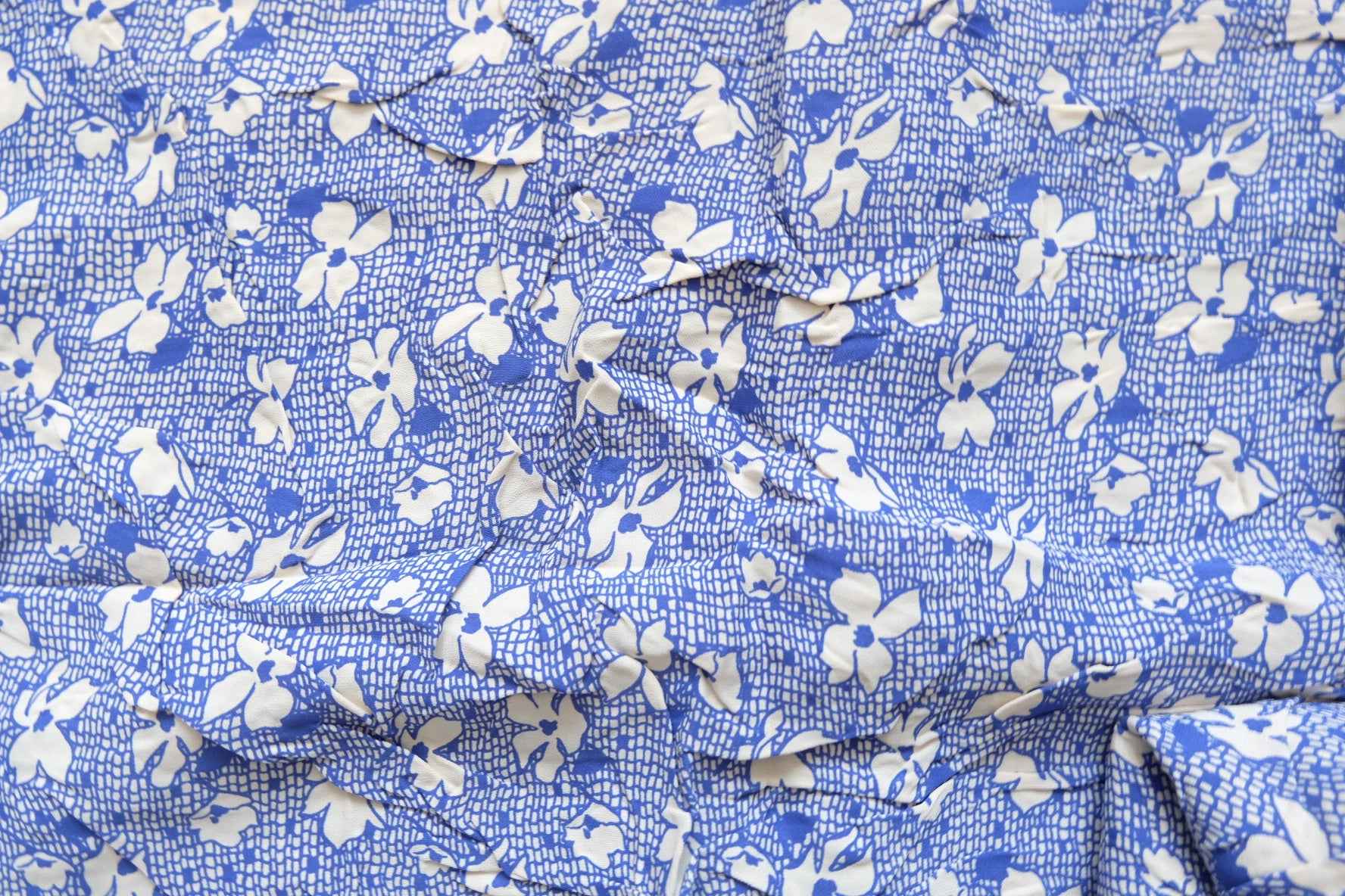 Blue Floral Cupro Fabric — 2.2 yd