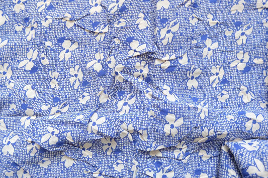 Blue Floral Cupro Fabric — 2.2 yd