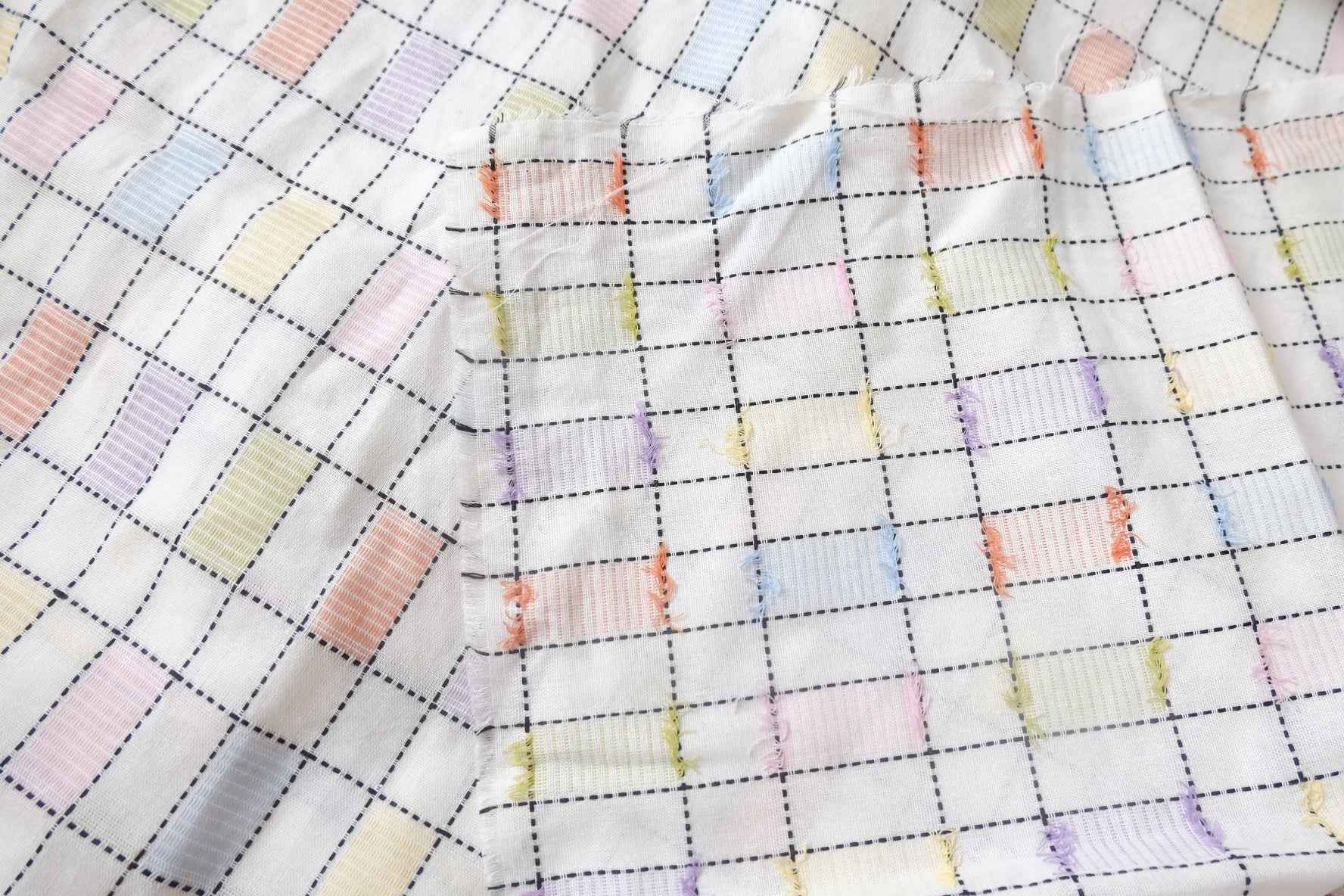 Color Patch Yarn-Dyed Jacquard Check Fabric - 1.64 yd