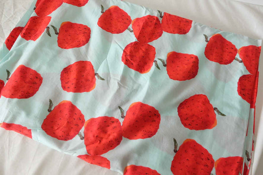 Red Fruit Print Lightweight Fine Cotton Fabric – 2.2 Yards