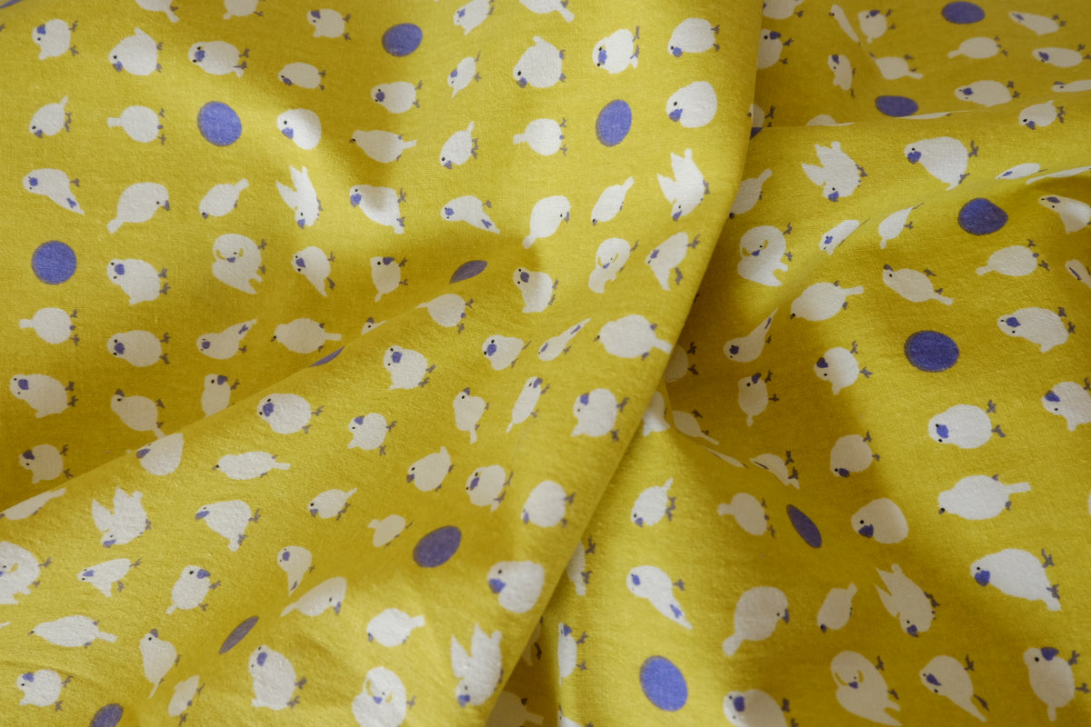 Little White Birds Yellow Cotton Linen Blend – 2.19 yd