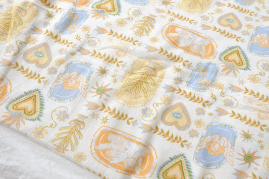 Washed Pastel Storybook Linen Cotton Rayon Blend Fabric - 1.64 yd