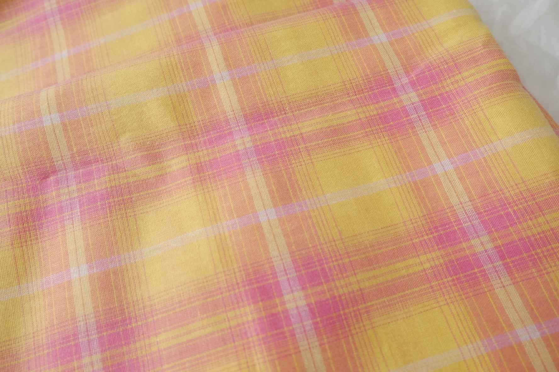 Soft Pastel Plaid Cotton Fabric, Lightweight and Airy, 3.28 Yards