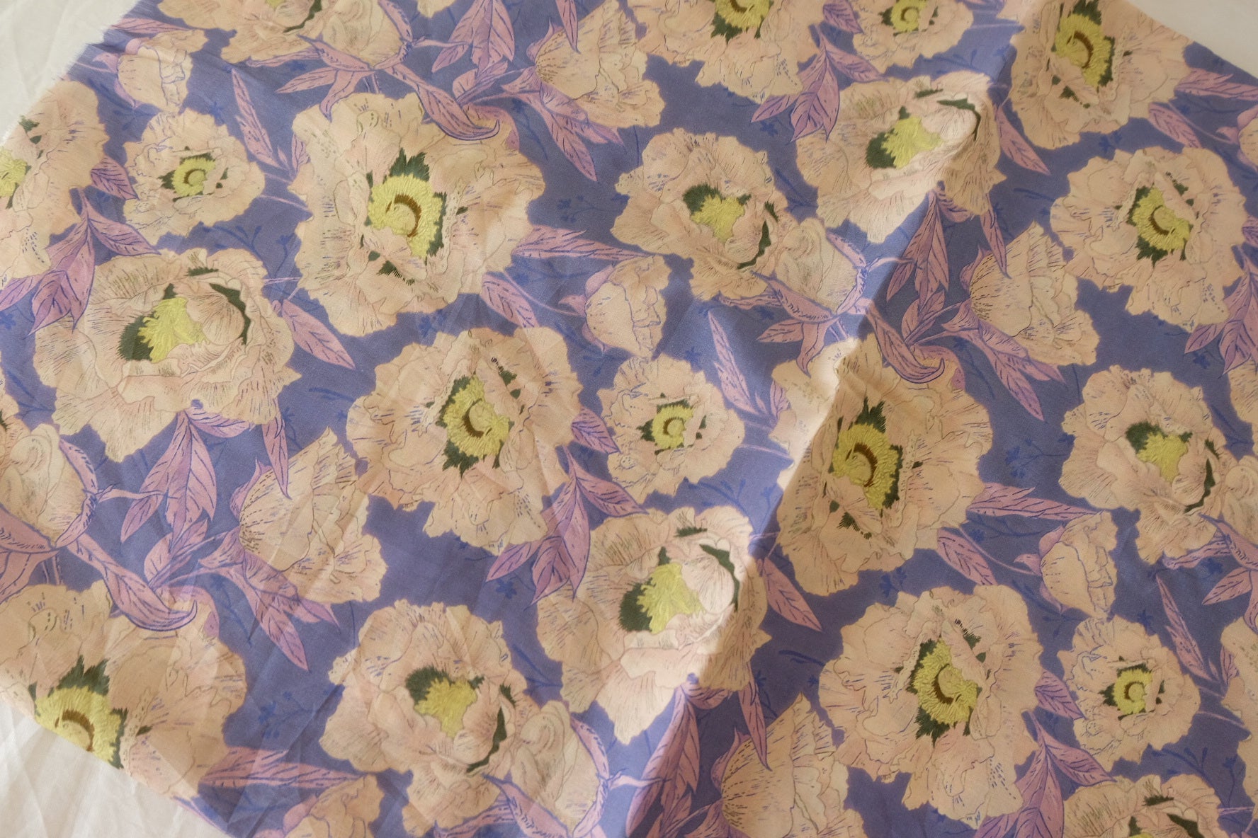 Ultra Lightweight Cotton Lawn Fabric – Vintage Painterly Floral Print-3.3 yards