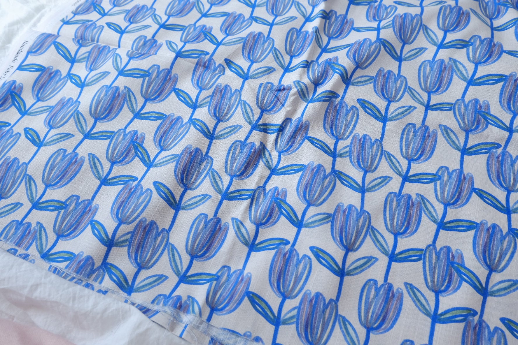 Blue Tulip Slub Cotton Fabric — 2.19 yd