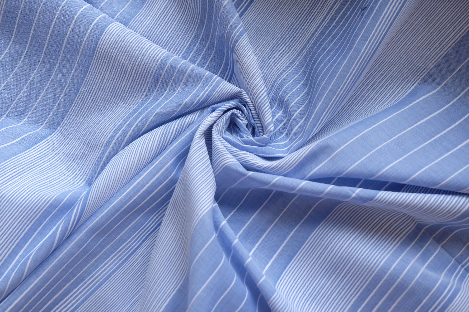 Textured Blue Striped Cotton Shirting – 2.2 yd
