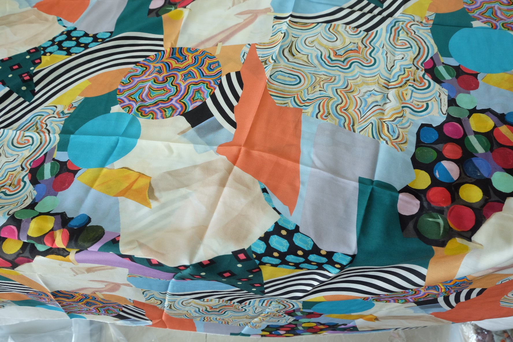 Abstract Patchwork Silk Cotton Fabric – 2.2 yd