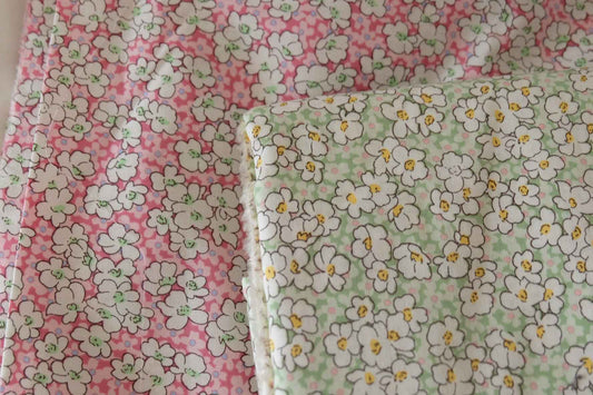 Soft Floral Cotton Lawn Fabric – Pink & Sage Green Options – 1.8 yd