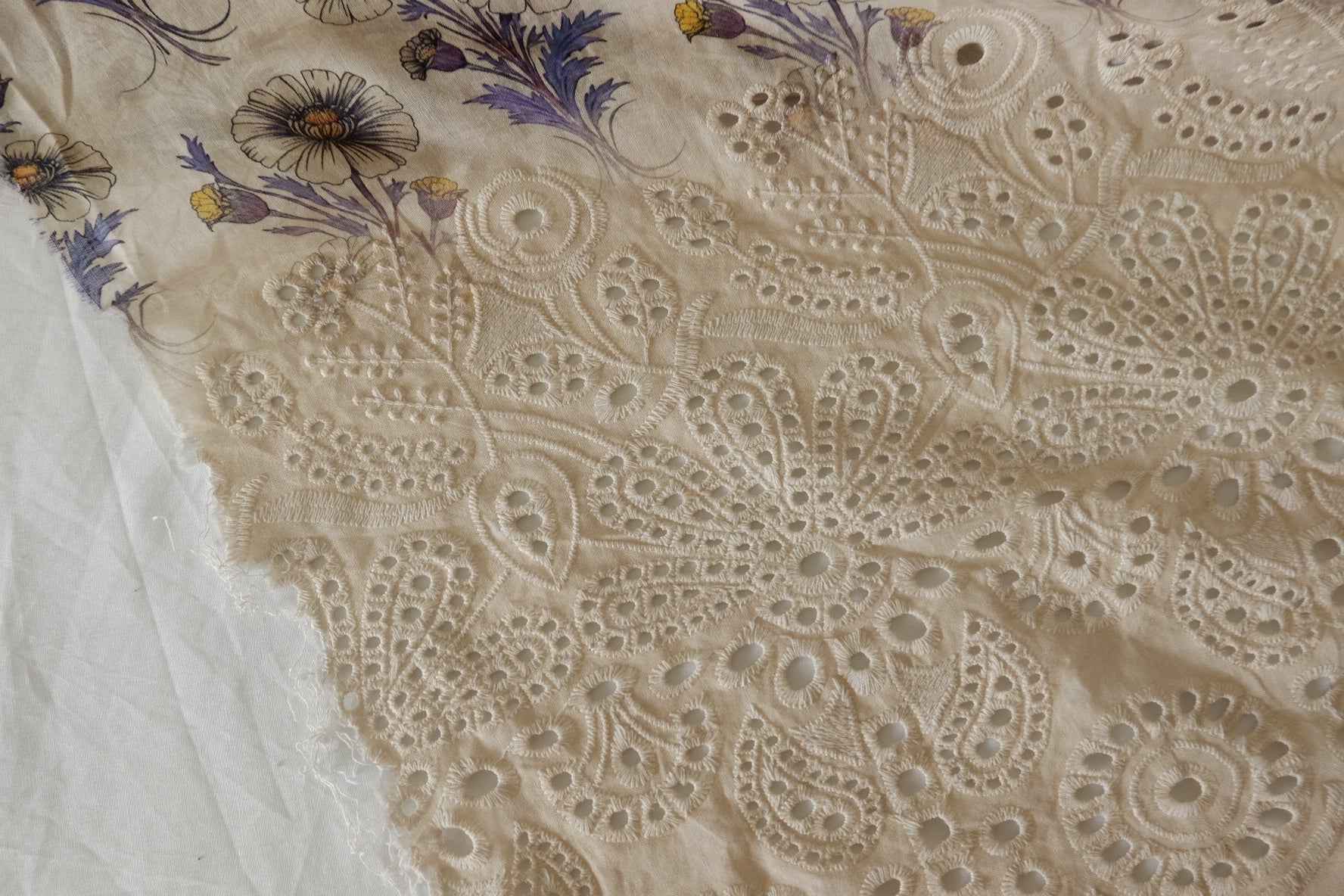 Embroidered Border Cotton Fabric – 2.2 yd