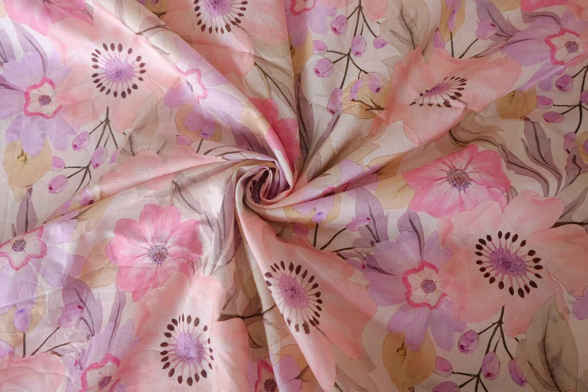 Blush Watercolor Floral Cotton Lawn — 2.3 yd