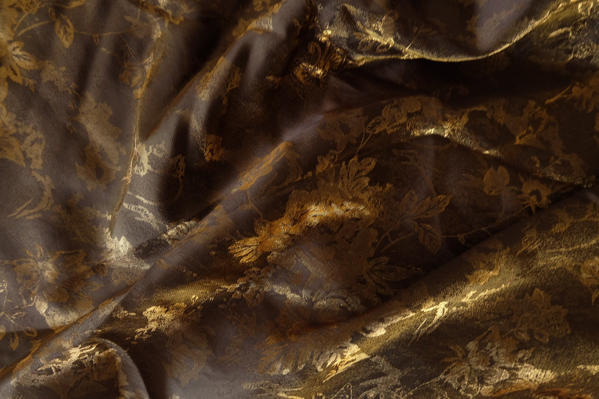 Antique Gold Floral Jacquard Satin – 3.3 Yards