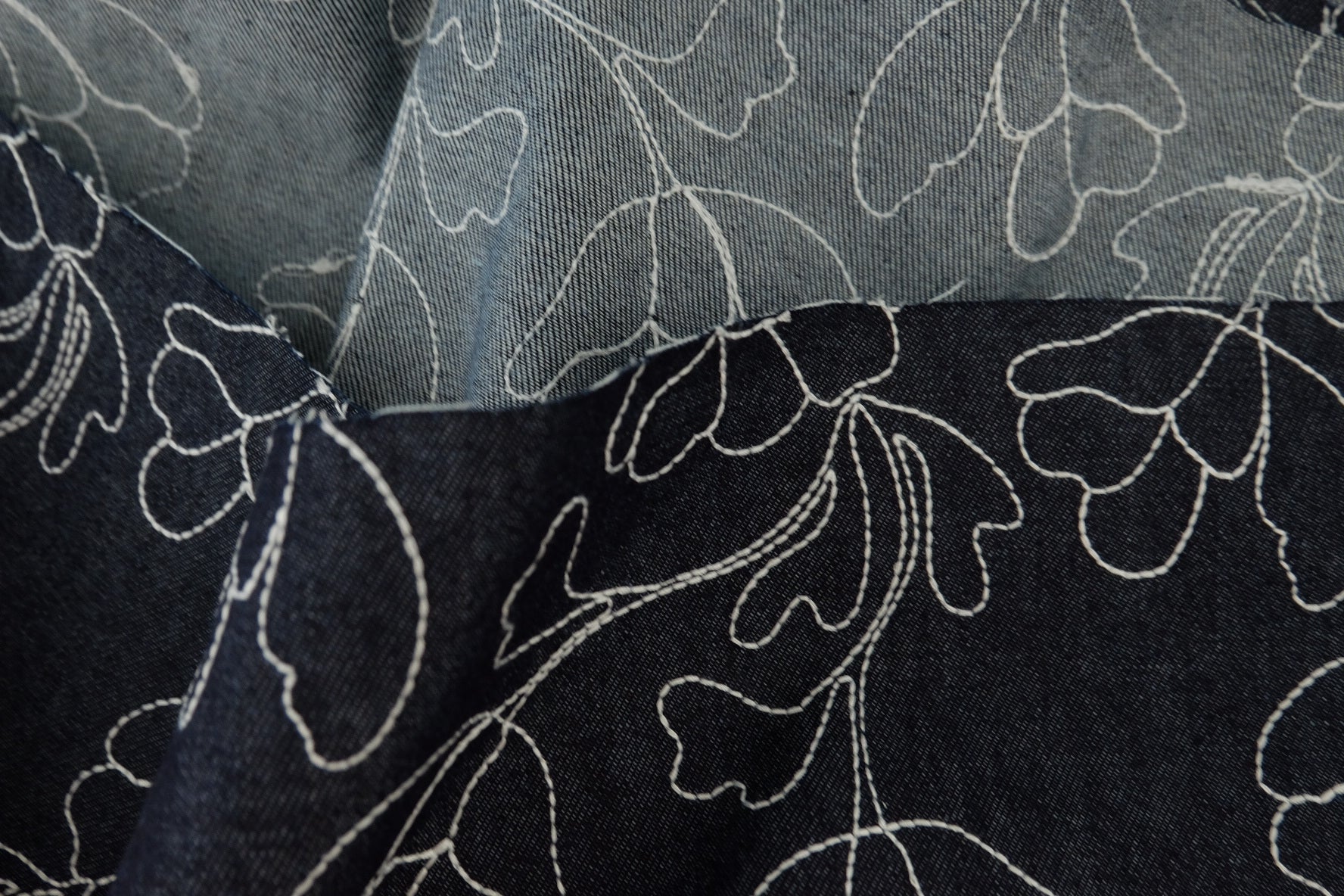 Embroidered Cotton Denim Panel – 1.1 yd