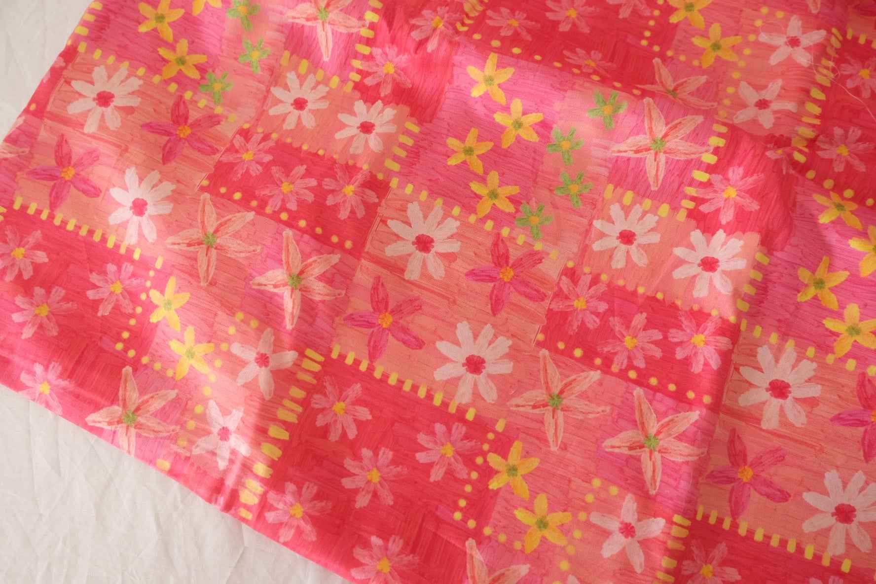 Pink Floral Cotton Sateen Fabric – 3.3 yd