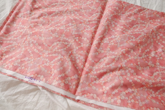 Pink Pearl Print Cotton Lawn Fabric, 1.2 Yards