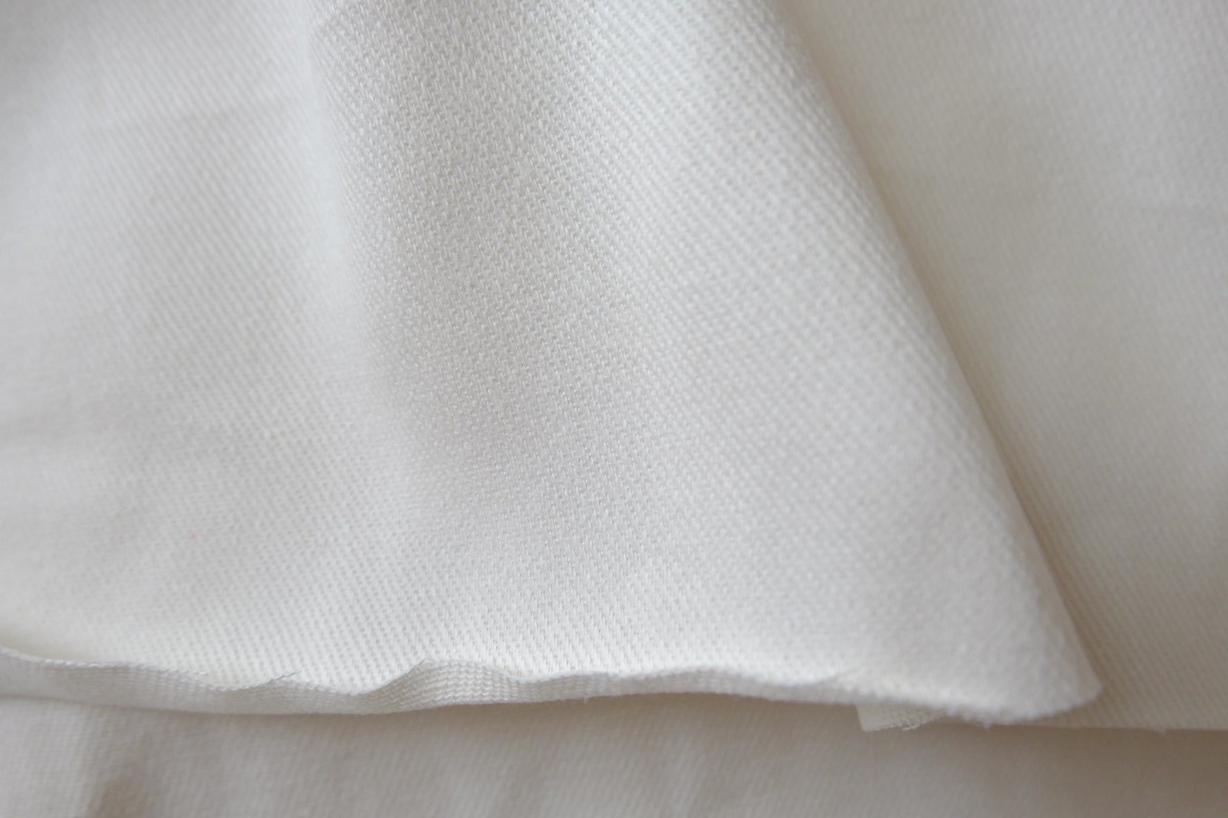 White Cotton Twill Denim Fabric – Structured Midweight Bottom Weight (1.64 yards)