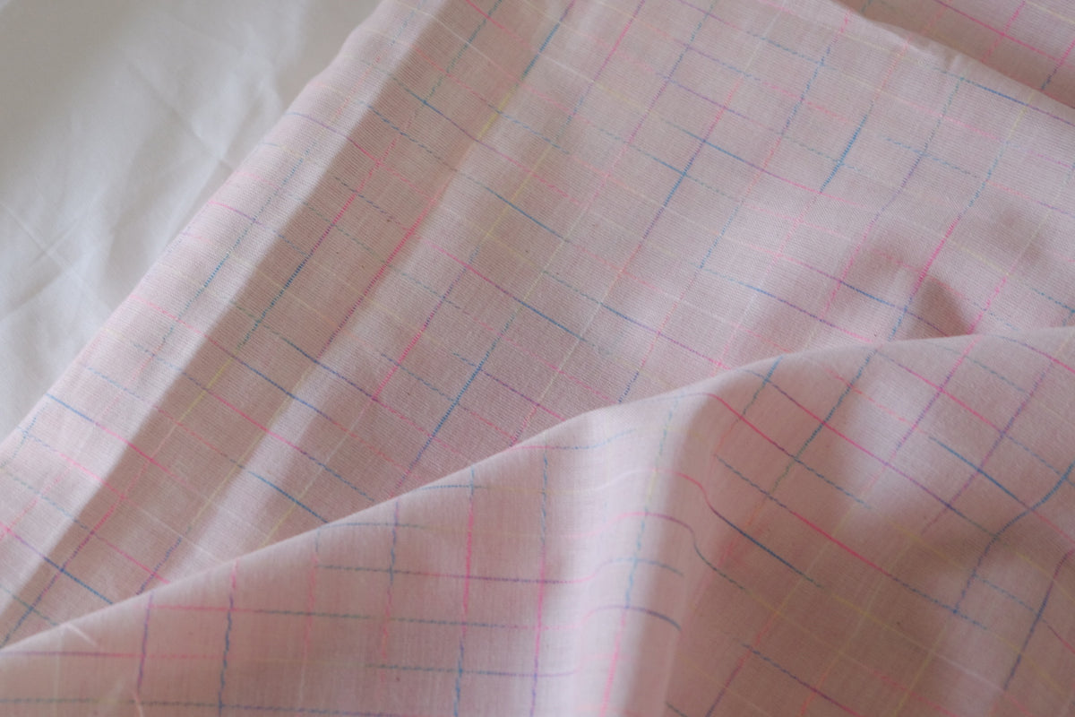 Pastel Windowpane Linen Cotton Blend – 2.2 yd