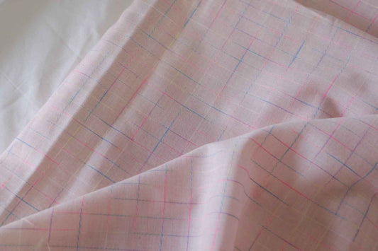Pastel Windowpane Linen Cotton Blend – 2.2 yd