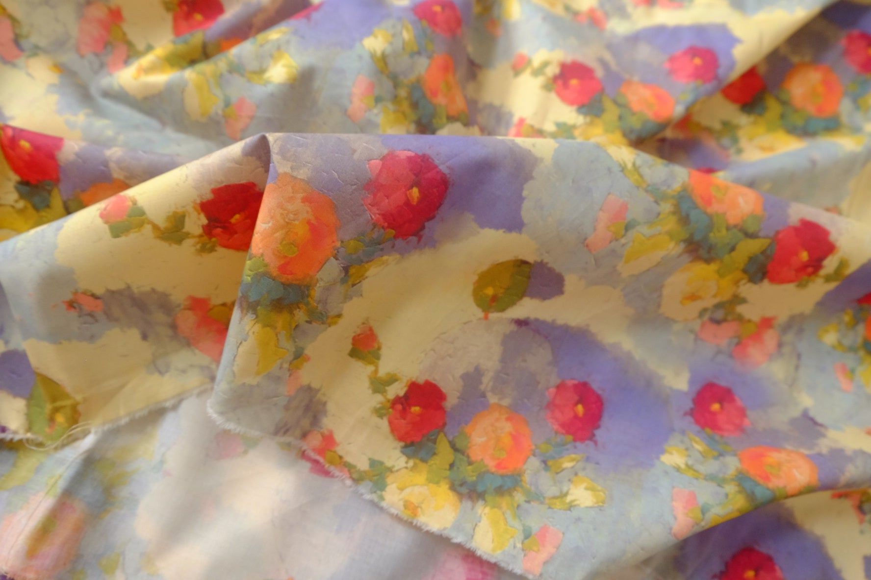 Painterly Apple Still Life Cotton Lawn Fabric - 2.19 yd