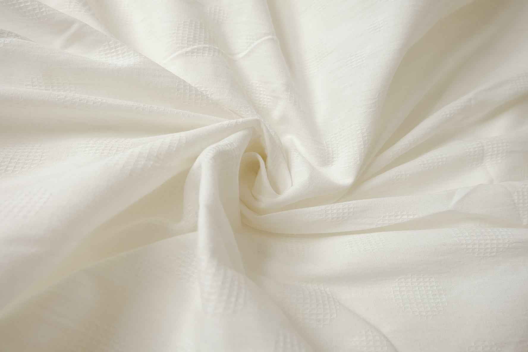White Textured Jacquard Cotton Fabric — 1.64 yd Piece