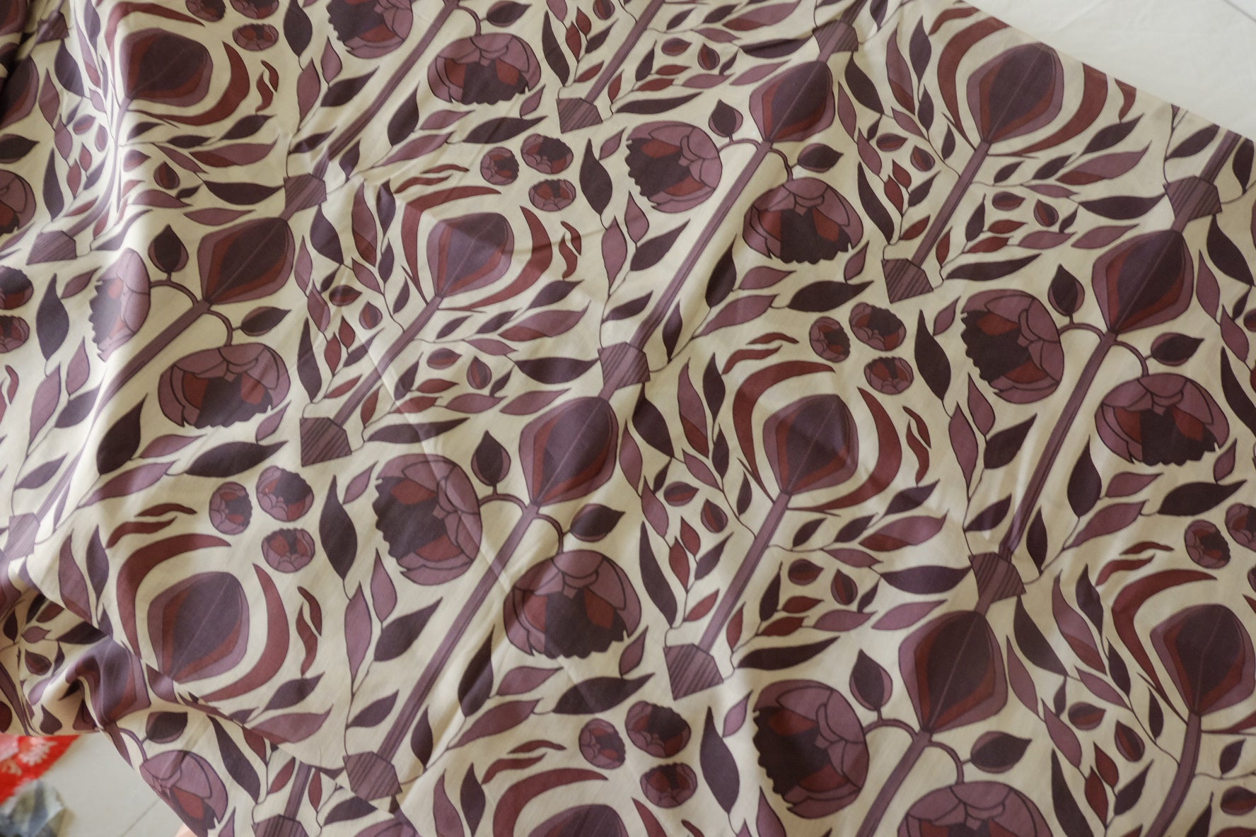 Burgundy Art Nouveau Cotton Lawn — 3.61 yd