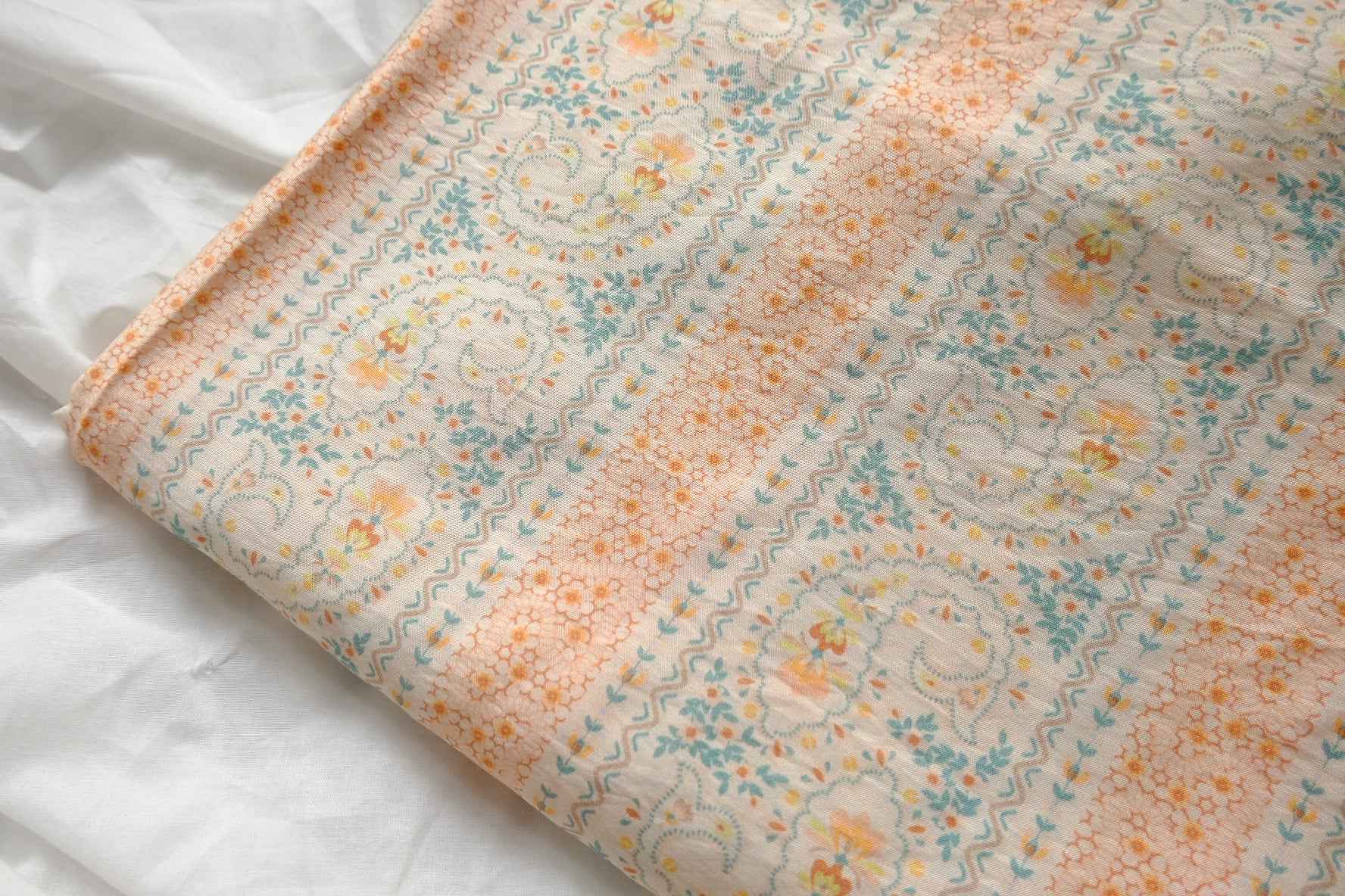 Pastel Paisley Stripe Tencel Cotton Fabric, Soft Textured Summer Dress Weight, 3.28 Yards