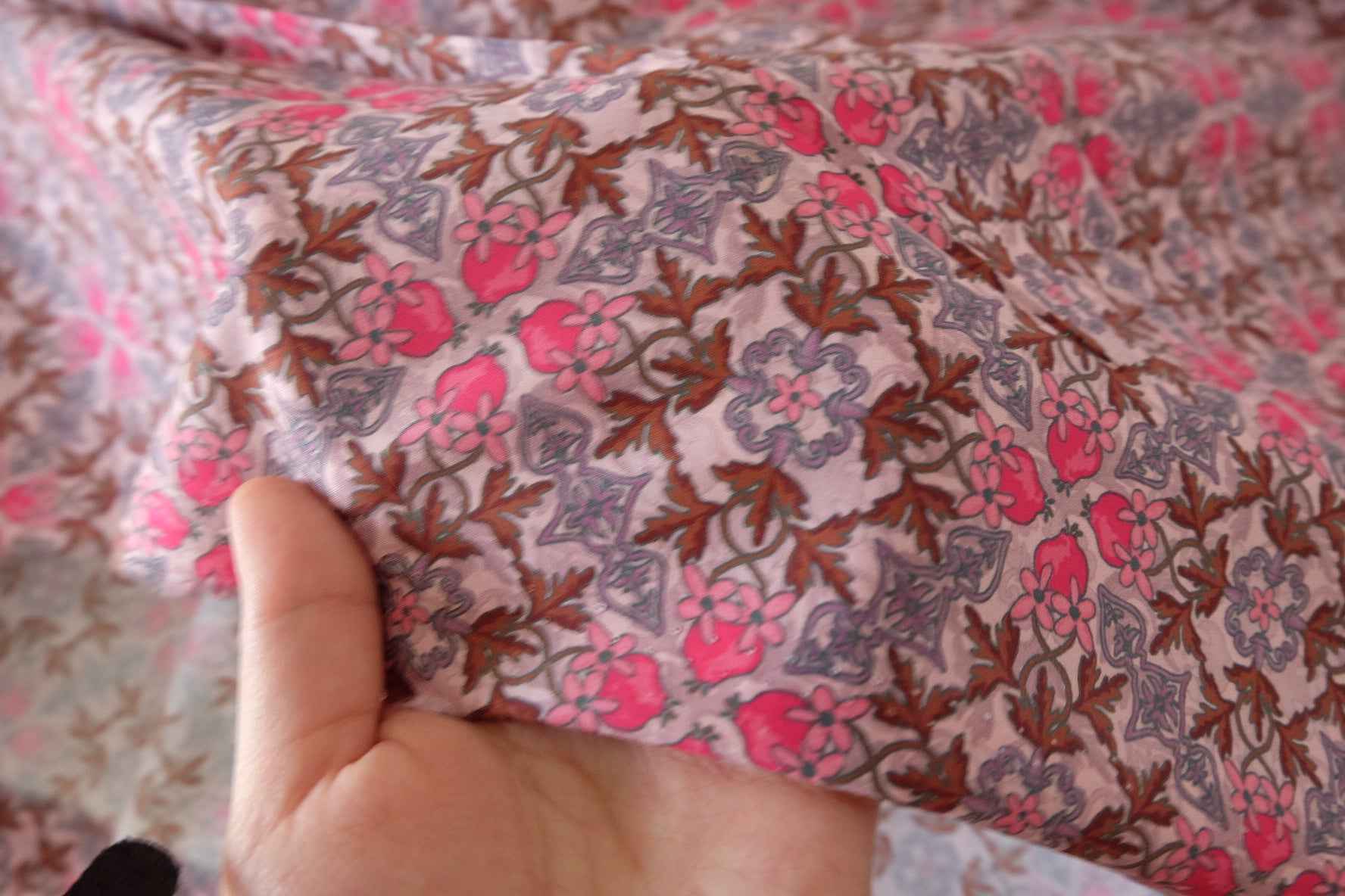 Vintage Pink Floral Cotton Lawn Fabric – 3.8 yd