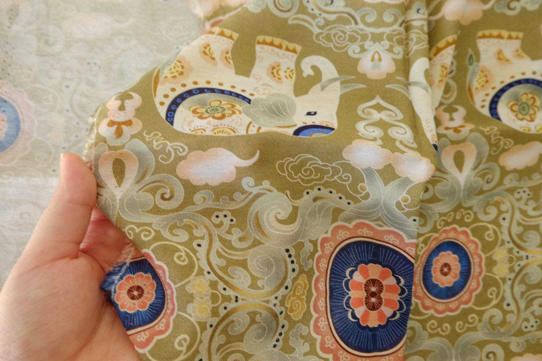 Elephant Print Tencel Linen Blend Fabric – 3.3 yd