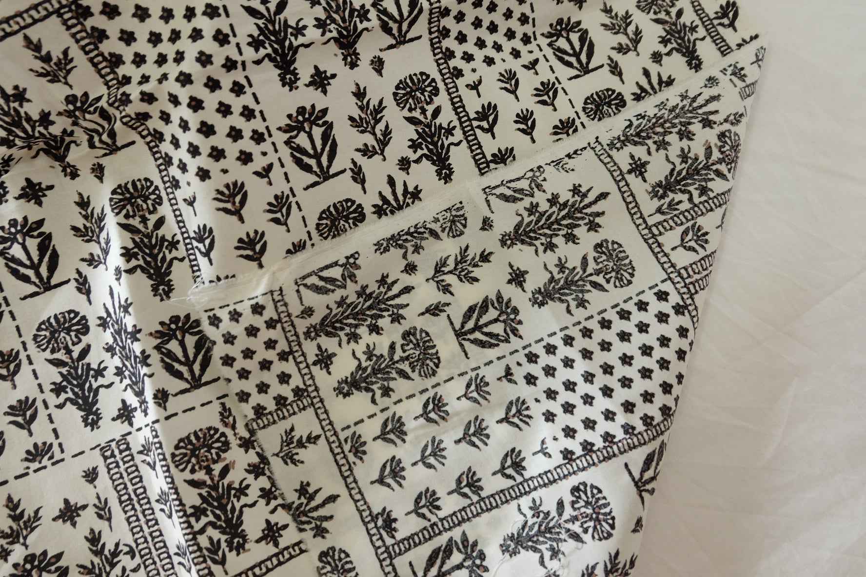 Black Patchwork Botanical Cotton Poplin — 3.28 yd