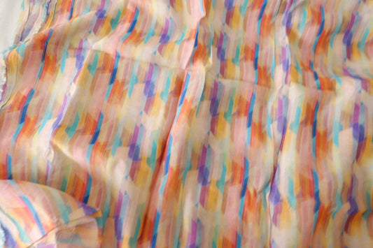 Pastel Abstract Stripe Tencel Linen Blend Fabric – 3.3 yd