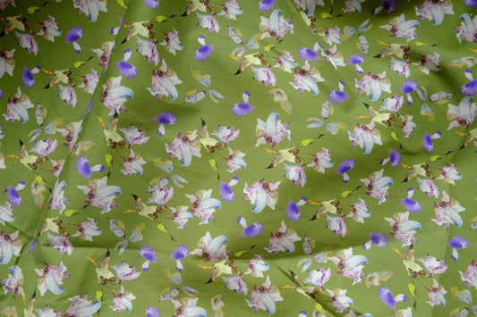 Hummingbird Floral Cotton Lawn Fabric - 2.7 yd