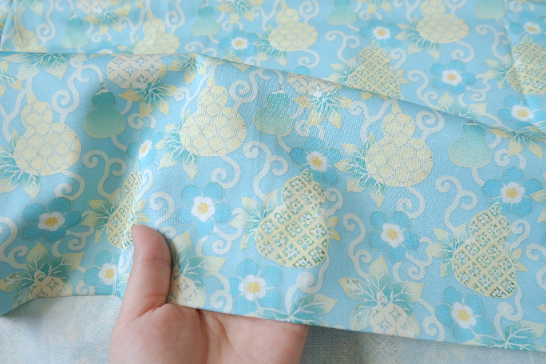 Sky Stretch Cotton Sateen Fabric - 1.64 yd