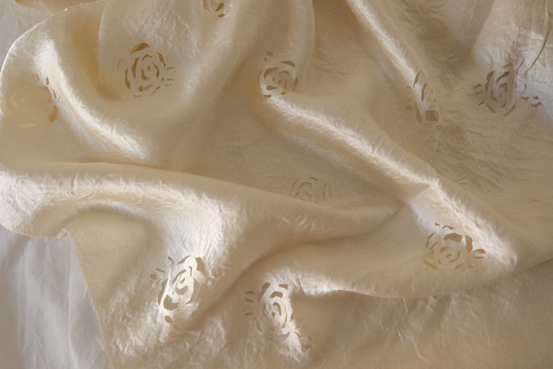 Ivory Laser Cut Tencel Blend Jacquard Fabric – 2.2 yd